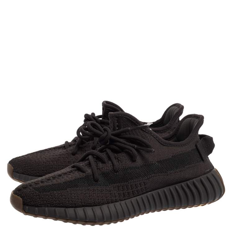 Pre Owned Yeezy x Adidas Black Cotton Knit Boost 350 V2 Cinder Sneakers Size 39.5 