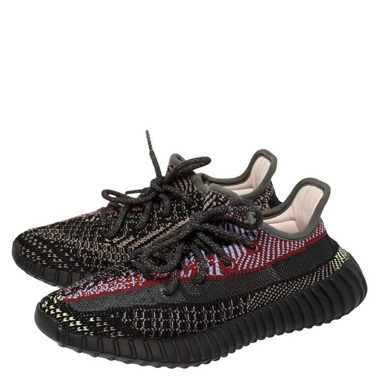 مملوكة مسبقًا Yeezy x adidas Multicolor Cotton Knit Fabric Boost 350 V2 Yecheil Reflective Sneakers Size 36