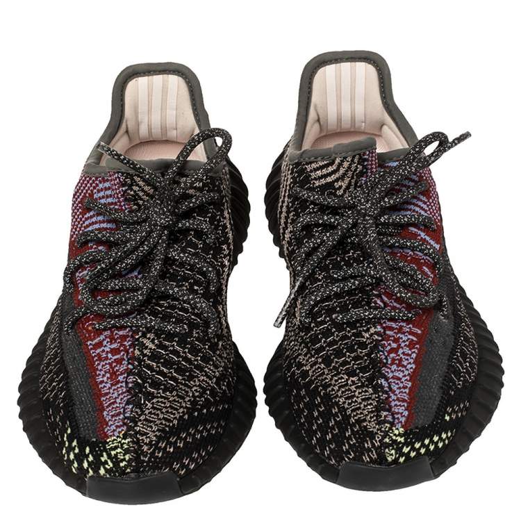 مملوكة مسبقًا Yeezy x adidas Multicolor Cotton Knit Fabric Boost 350 V2 Yecheil Reflective Sneakers Size 36
