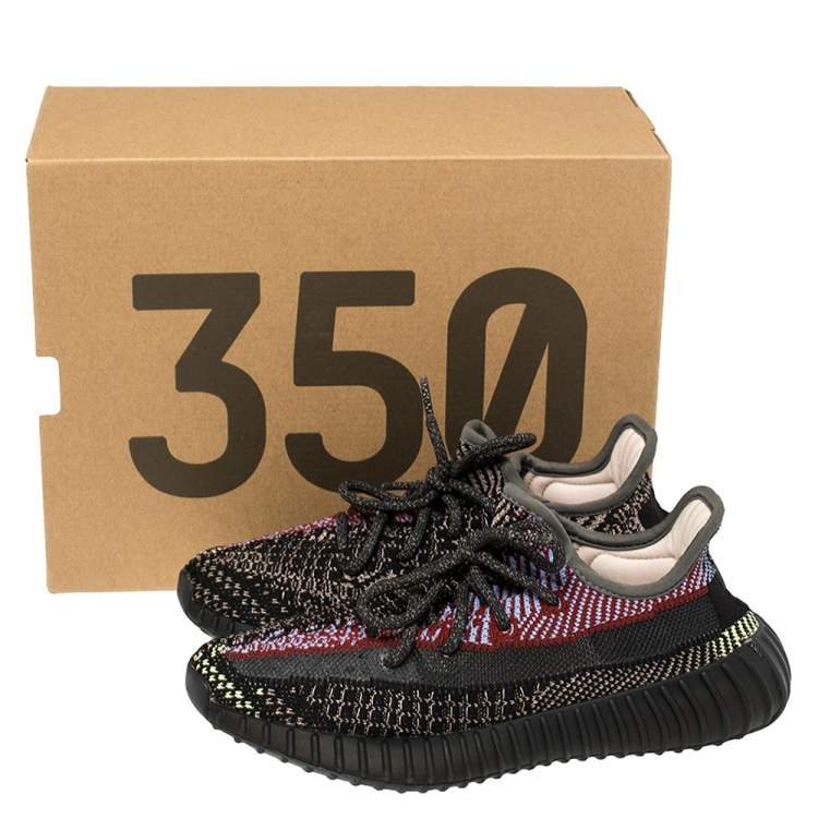 مملوكة مسبقًا Yeezy x adidas Multicolor Cotton Knit Fabric Boost 350 V2 Yecheil Reflective Sneakers Size 36