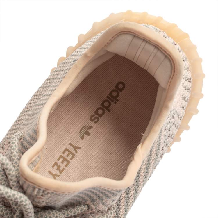 Pre Owned Yeezy x adidas Pink/Grey Knit Fabric Boost 350 V2 Synth Non-Reflective Sneakers Size 40 2/3