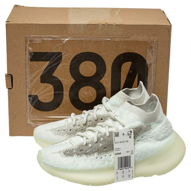 Pre Owned Yeezy x Adidas Grey/White Cotton Knit Boost 380 Alien Sneakers Size 36