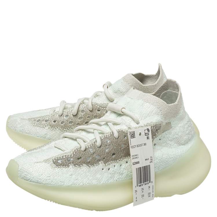 Pre Owned Yeezy x Adidas Grey/White Cotton Knit Boost 380 Alien Sneakers Size 36