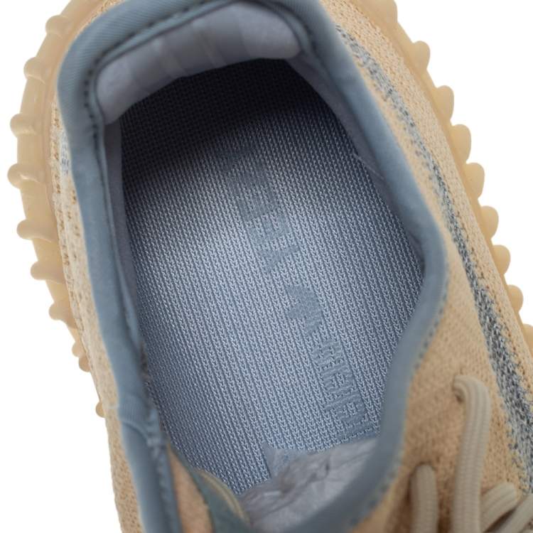 Pre Owned Yeezy x adidas Light Beige Knit Fabric Boost 350 V2 Linen Sneakers Size 39 1/3