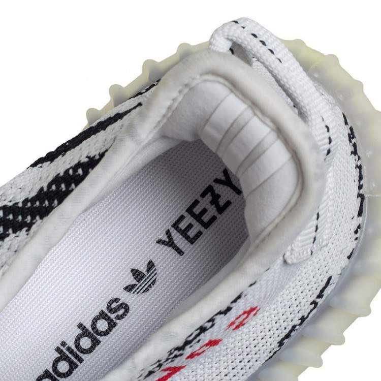 Pre Owned Yeezy x adidas White/Black Cotton Knit Yeezy Boost 350 V2 Zebra Sneakers Size 37 1/3