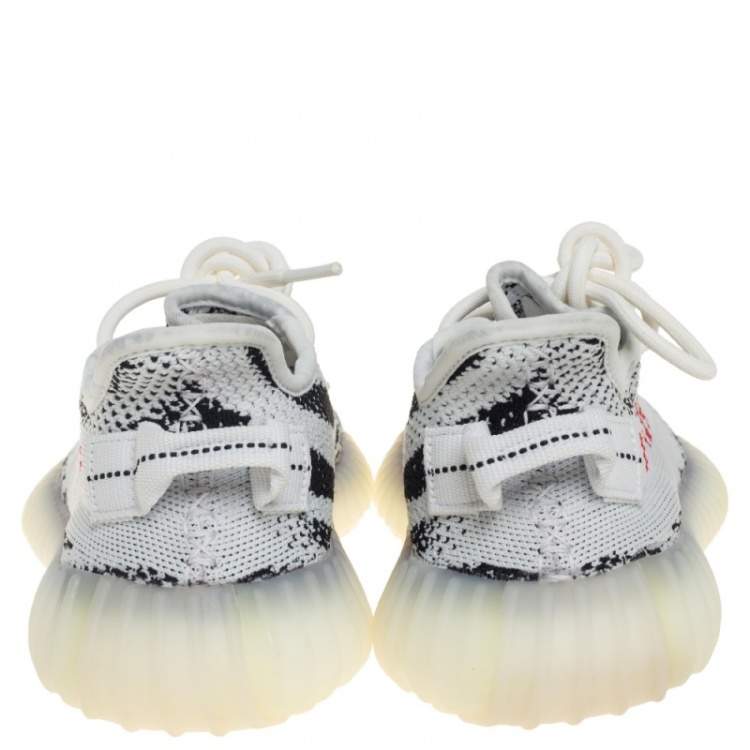 Pre Owned Yeezy x adidas White/Black Cotton Knit Yeezy Boost 350 V2 Zebra Sneakers Size 37 1/3