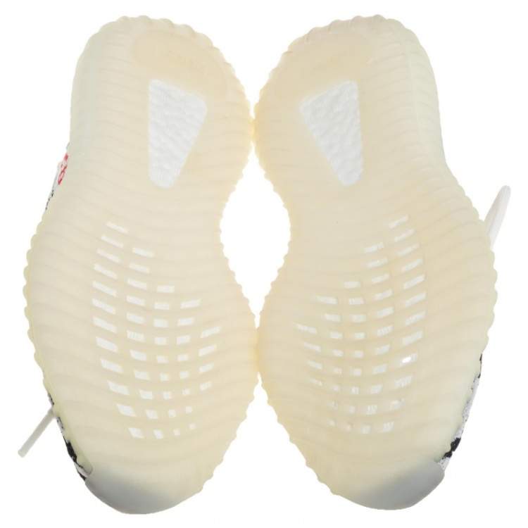Pre Owned Yeezy x adidas White/Black Cotton Knit Yeezy Boost 350 V2 Zebra Sneakers Size 37 1/3