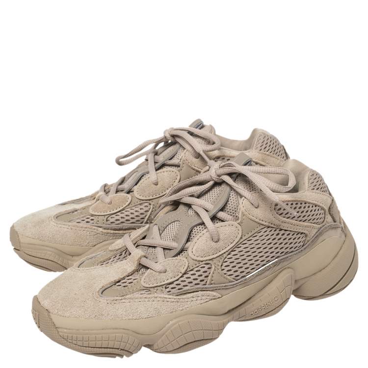 Pre Owned Yeezy x Adidas Beige Mesh And Suede 500 Taupe Light Sneakers Size 40