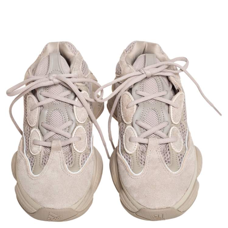 Pre Owned Yeezy x Adidas Beige Cotton Knit And Suede 500 Taupe Light Sneakers Size 40 2/3