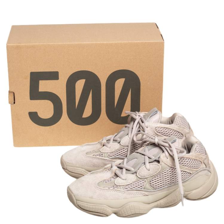 Pre Owned Yeezy x Adidas Beige Cotton Knit And Suede 500 Taupe Light Sneakers Size 40 2/3