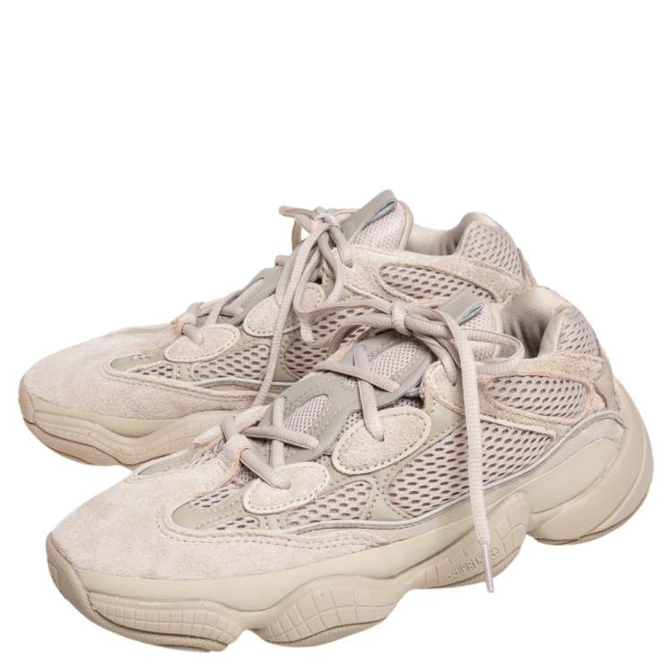 Pre Owned Yeezy x Adidas Beige Cotton Knit And Suede 500 Taupe Light Sneakers Size 40 2/3