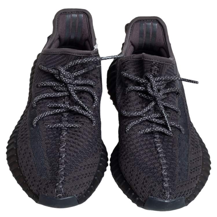 مملوكة مسبقًا Yeezy x adidas Black Knit Fabric 350 V2 Static Low Top Sneakers Size 37 1/3