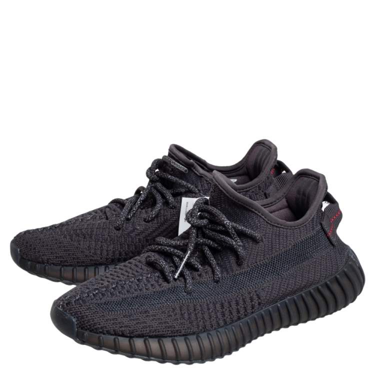 مملوكة مسبقًا Yeezy x adidas Black Knit Fabric 350 V2 Static Low Top Sneakers Size 37 1/3