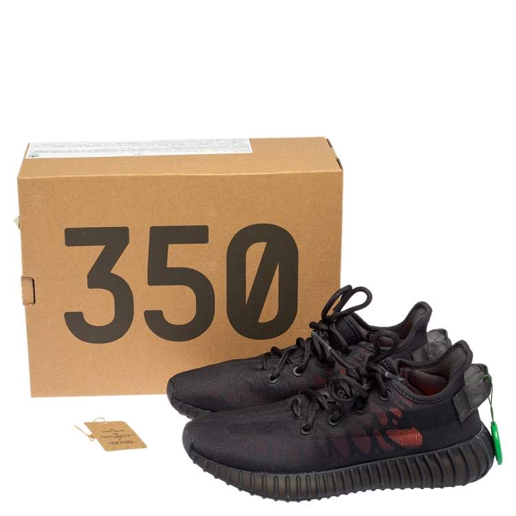 مملوكة مسبقًا Yeezy x Adidas Black Mesh 350 V2 Mono Cinder Sneakers Size 38
