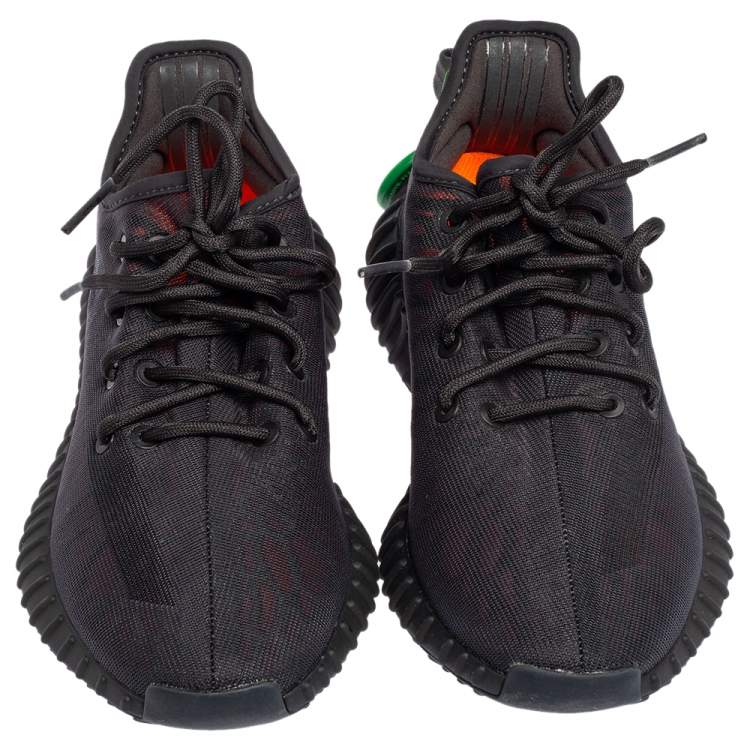 مملوكة مسبقًا Yeezy x Adidas Black Mesh 350 V2 Mono Cinder Sneakers Size 38