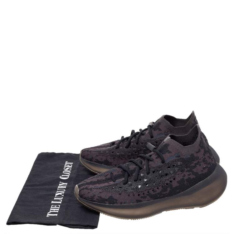 Pre Owned Yeezy x Adidas Multicolor Knit Fabric Boost 380 Onyx Sneakers Size 44 1/3