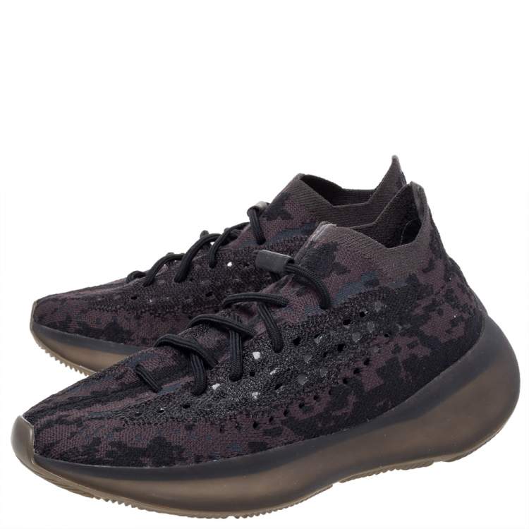 Pre Owned Yeezy x Adidas Multicolor Knit Fabric Boost 380 Onyx Sneakers Size 44 1/3