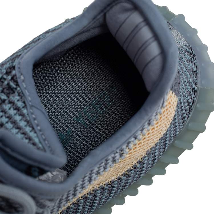 Pre Owned Yeezy x Adidas Blue/Yellow Knit Fabric Boost 350 V2 Ash Blue Sneakers Size 37 1/3