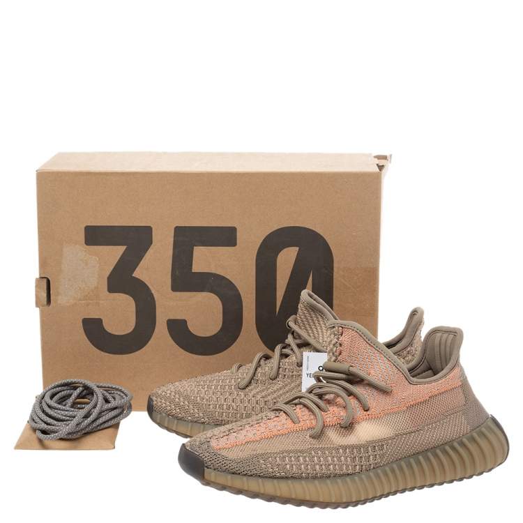 Pre Owned Yeezy x Adidas Beige Knit Fabric Boost 350 V2 Sand Taupe Sneakers Size 40 2/3