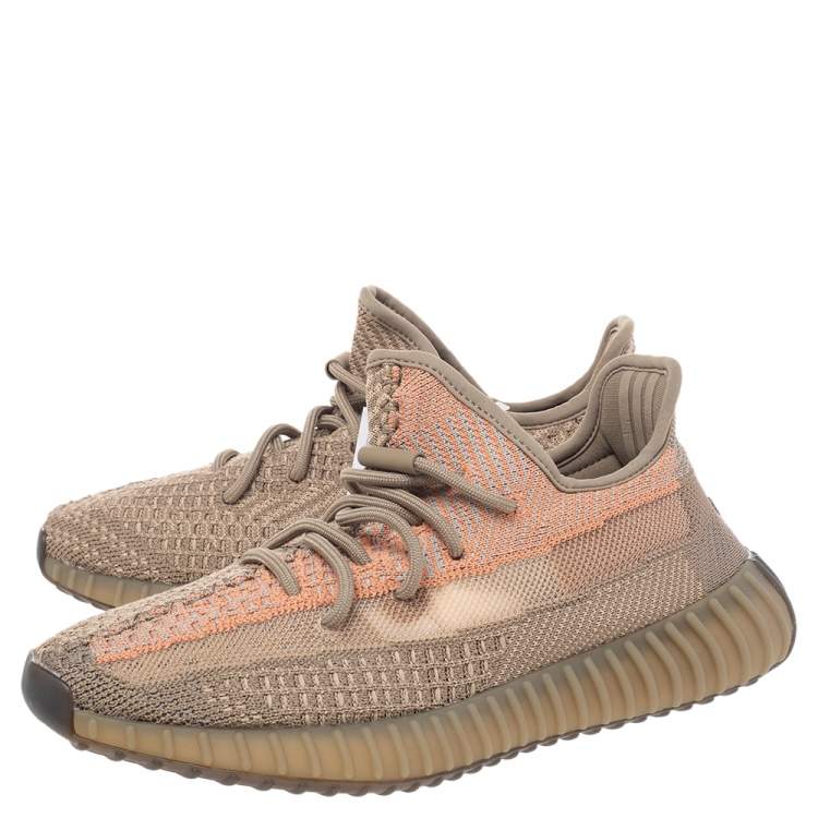 Pre Owned Yeezy x Adidas Beige Knit Fabric Boost 350 V2 Sand Taupe Sneakers Size 40 2/3