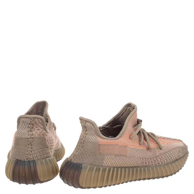 Pre Owned Yeezy x Adidas Beige Knit Fabric Boost 350 V2 Sand Taupe Sneakers Size 40 2/3