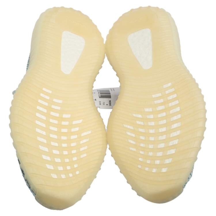 Pre Owned Yeezy x Adidas Blue/White Knit Fabric Boost 350 V2 'Cloud White' Sneakers Size 42