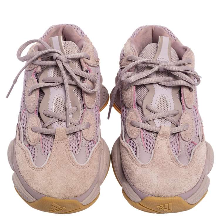 Pre Owned Yeezy x Adidas Purple Fabric and Suede Boost 500 Soft Vision Sneakers Size 38