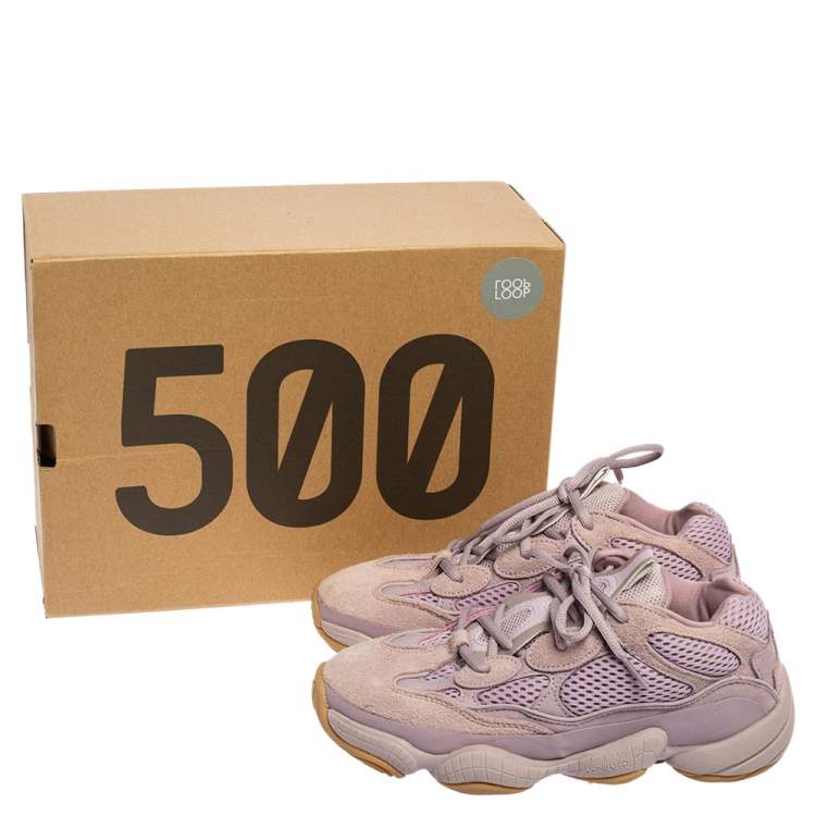 Pre Owned Yeezy x Adidas Purple Fabric and Suede Boost 500 Soft Vision Sneakers Size 38