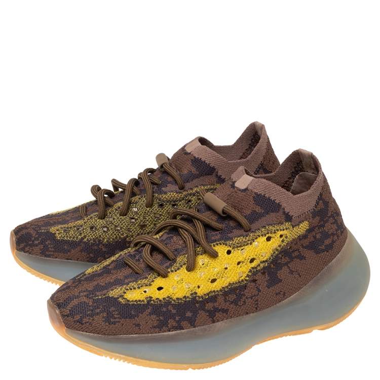 Pre Owned Yeezy x Adidas Brown/Yellow Knit Fabric And Mesh Boost 380 LMNTE Sneakers Size 37.5