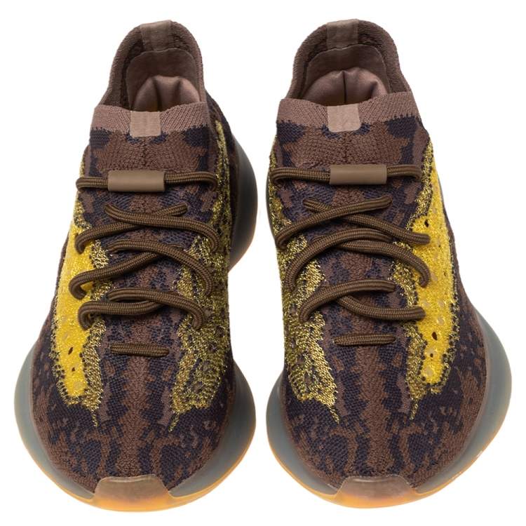 Pre Owned Yeezy x Adidas Brown/Yellow Knit Fabric And Mesh Boost 380 LMNTE Sneakers Size 37.5