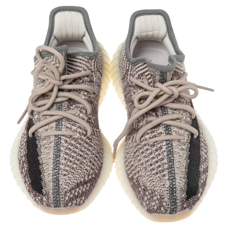 Pre Owned Yeezy x Adidas Grey/Brown Cotton Knit 350 Zyon Sneakers Size 36