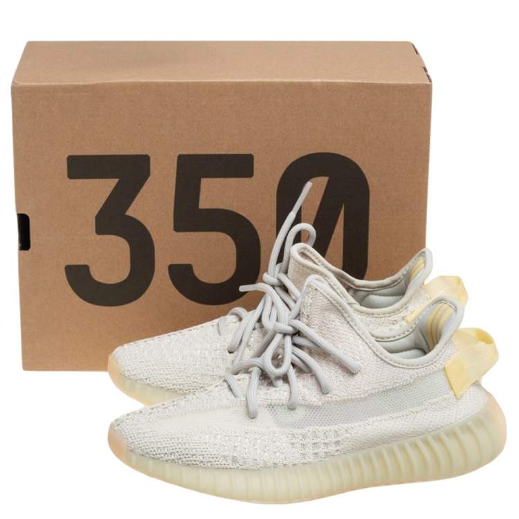 مملوكة مسبقًا Yeezy x Adidas Cream Knit Fabric Boost 350 V2 Light Sneakers Size 37.5