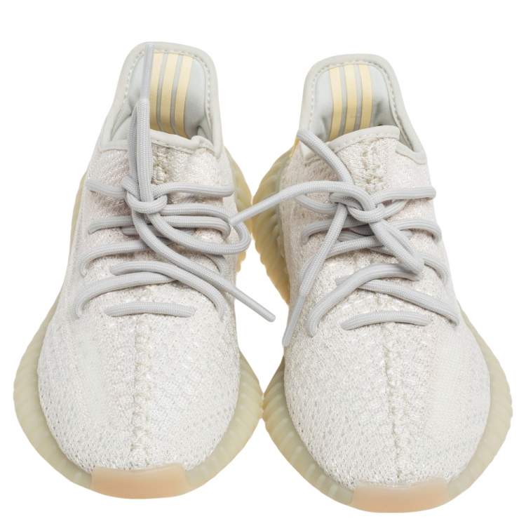 مملوكة مسبقًا Yeezy x Adidas Cream Knit Fabric Boost 350 V2 Light Sneakers Size 37.5