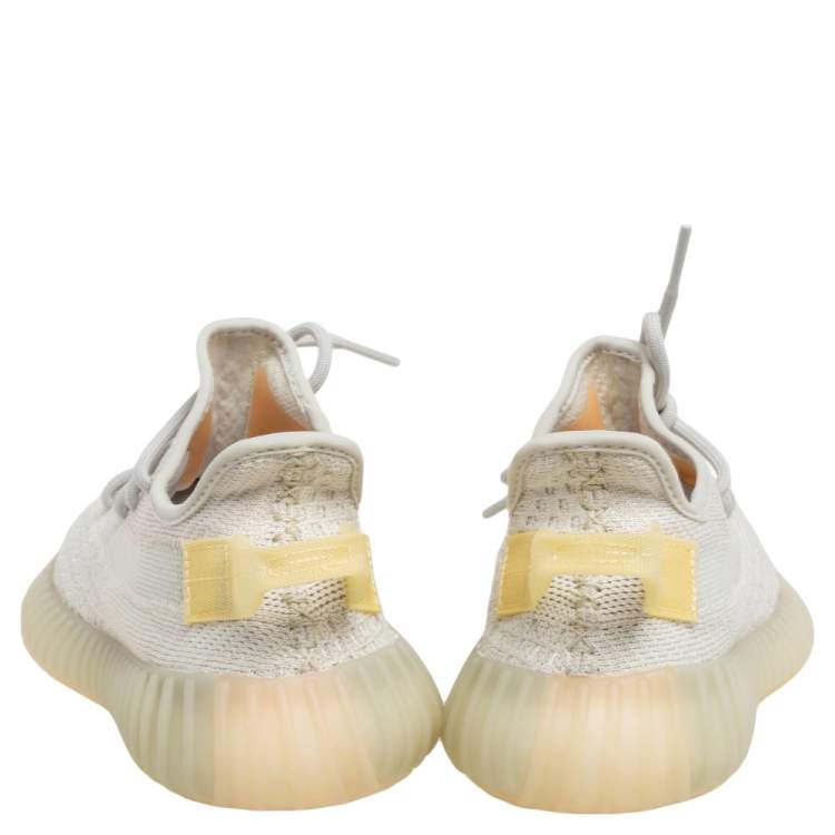 مملوكة مسبقًا Yeezy x Adidas Cream Knit Fabric Boost 350 V2 Light Sneakers Size 37.5