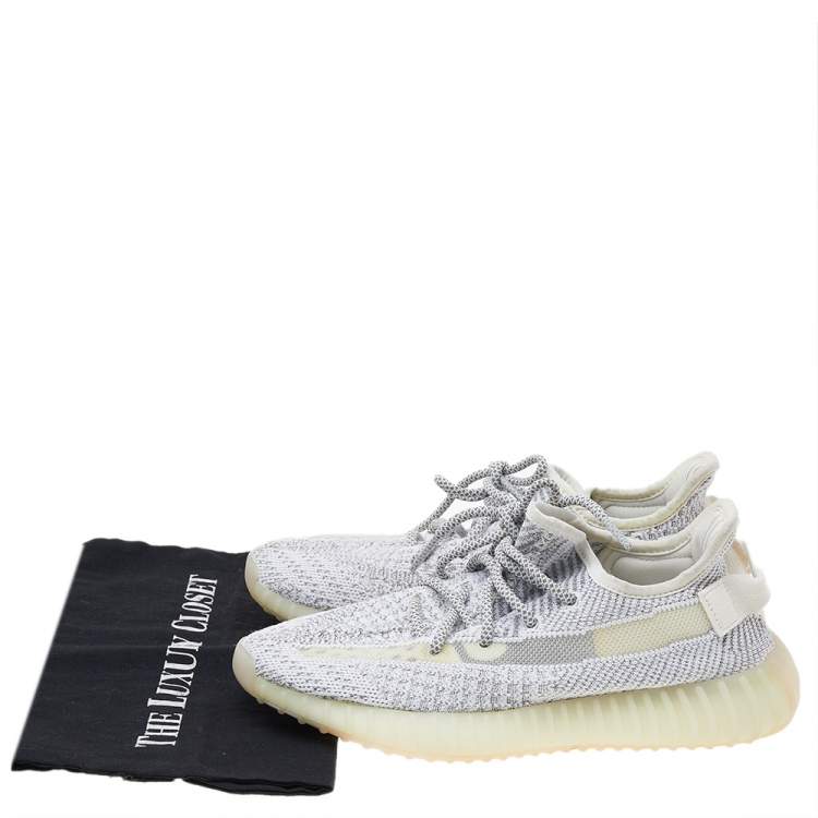 مملوكة مسبقًا Yeezy x Adidas White/Grey Knit Fabric Boost 350 V2 Cloud Sneakers Size 38.5