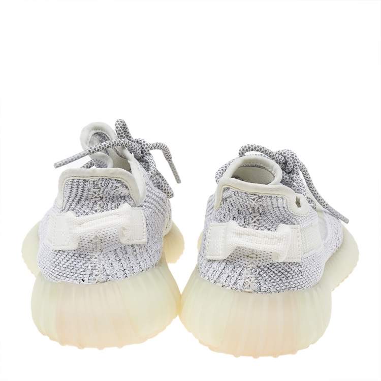 مملوكة مسبقًا Yeezy x Adidas White/Grey Knit Fabric Boost 350 V2 Cloud Sneakers Size 38.5