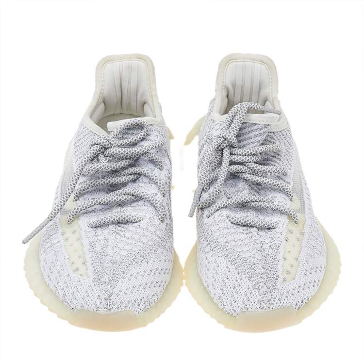 مملوكة مسبقًا Yeezy x Adidas White/Grey Knit Fabric Boost 350 V2 Cloud Sneakers Size 38.5