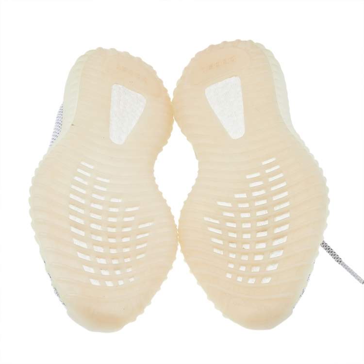 مملوكة مسبقًا Yeezy x Adidas White/Grey Knit Fabric Boost 350 V2 Cloud Sneakers Size 38.5