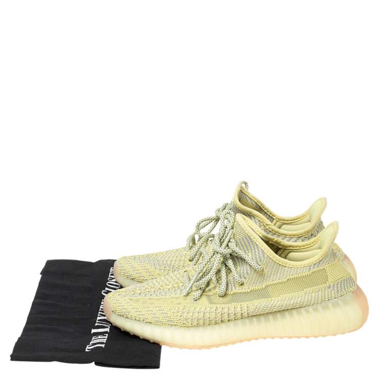 مملوكة مسبقًا Yeezy x adidas Light Green Knit Fabric Boost 350 V2 Sneakers Size 38