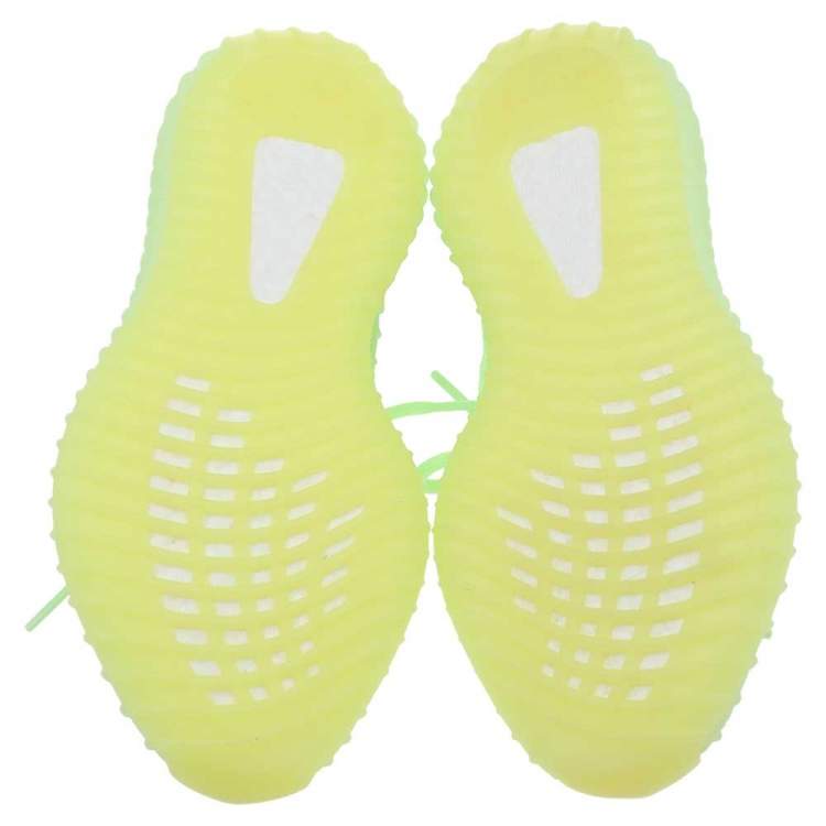Pre Owned Yeezy x Adidas Green Knit Fabric Boost 350 V2 'Glow in the Dark' Sneakers Size 36 2/3