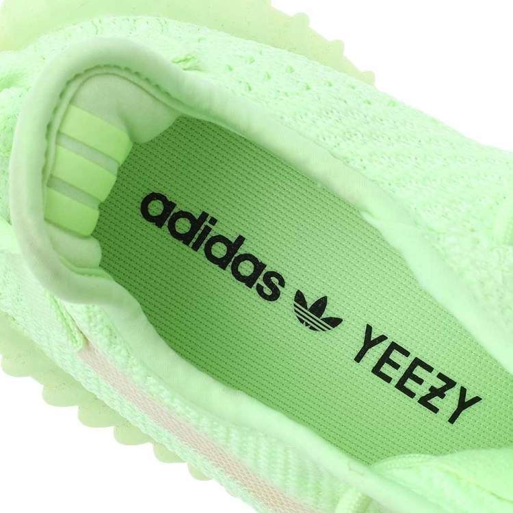 Pre Owned Yeezy x Adidas Green Knit Fabric Boost 350 V2 'Glow in the Dark' Sneakers Size 36 2/3