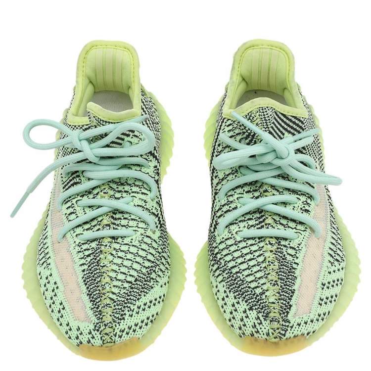 Pre Owned Yeezy x Adidas Green/Black Knit Fabric Boost 350 V2 Yezreel Sneakers Size 36