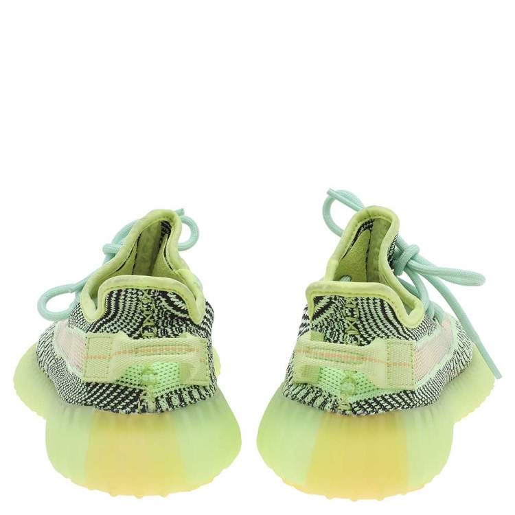Pre Owned Yeezy x Adidas Green/Black Knit Fabric Boost 350 V2 Yezreel Sneakers Size 36