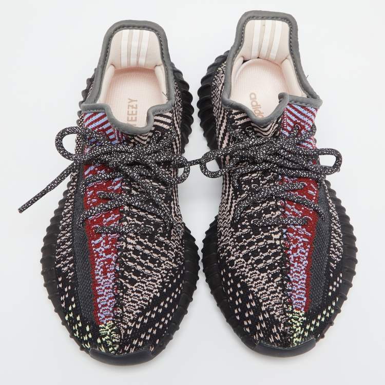 Pre Owned Yeezy x Adidas Multicolor Knit Fabric Boost 350 V2  Sneakers Size 36 2/3