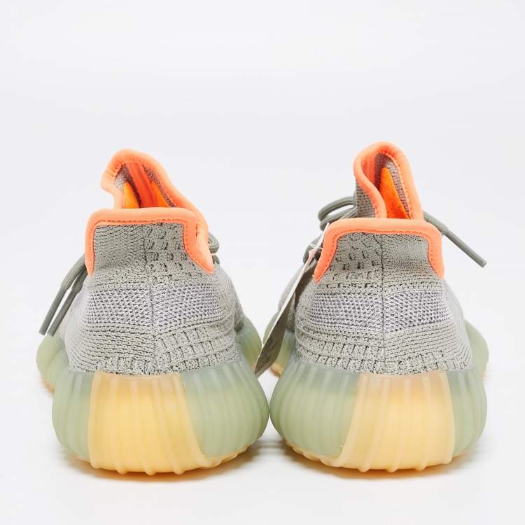 Pre Owned Yeezy x Adidas Light Green/Grey Knit Fabric Boost 350 V2 Desert Sage Sneakers Size 39 1/3