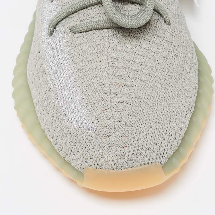 Pre Owned Yeezy x Adidas Light Green/Grey Knit Fabric Boost 350 V2 Desert Sage Sneakers Size 39 1/3