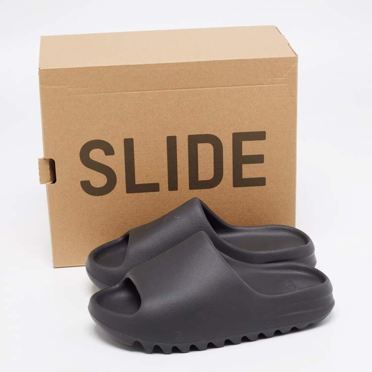Pre Owned Yeezy x Adidas Black Rubber Onyx Flat Slides Size 37