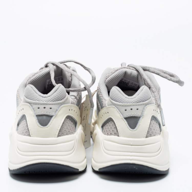 Pre Owned Yeezy x Adidas Grey/Off-White Knit Fabric, Nubuck and Leather Boost 700 V2 Static Sneakers Size 38 2/3
