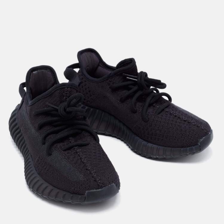 Pre Owned Yeezy x Adidas Black Knit Fabric Boost 350 V2  Sneakers Size 38