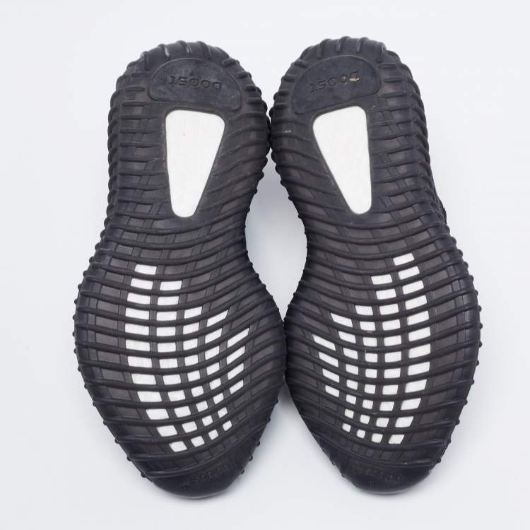Pre Owned Yeezy x Adidas Black Knit Fabric Boost 350 V2  Sneakers Size 38